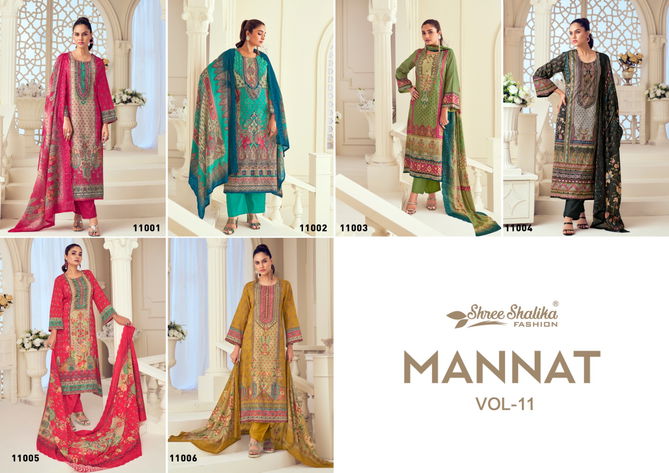 Mannat Vol 11 By Shree Shalika Printed Lawn Cotton Dress Material Wholesale Shop In Surat
